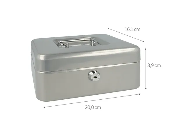 Coffret à monnaie Westcott 200x161x90mm argent, insert en plastique a