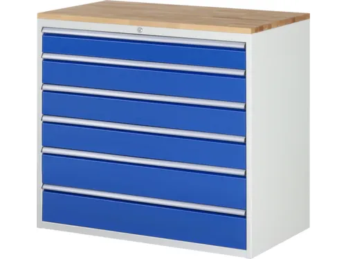 ladekast 1035x1145x650mm 6laden cilinderslot RAL7035 RAL5010 beuken