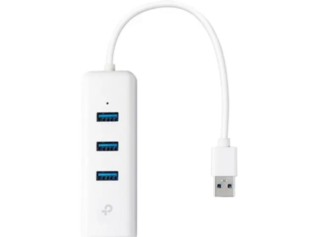USB 3.0 to Ethernet Adapter Hub 3-poorts