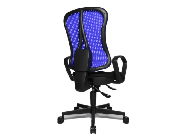 Siège Bureau Pivotant Assise Noir Dossier Maille Bleu