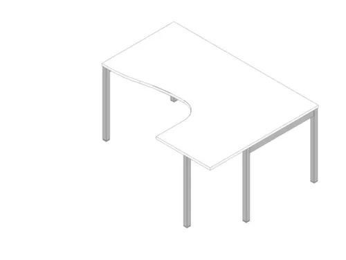 Hoekbureau 730X1600X1200Mm Wit Verdieping Rechts 4-Voeten Aluminium