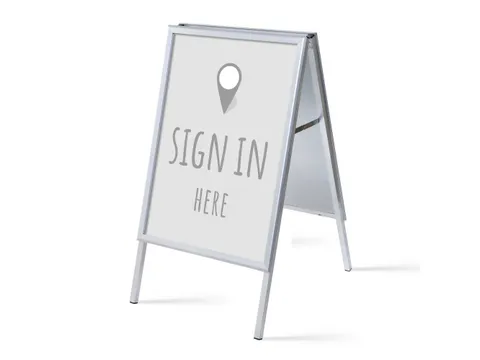 Stoepbord A1 complete set met print "Sign in here" Grijs