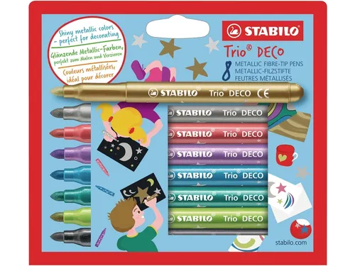 Viltstift STABILO Trio deco metallic assorti etui à 8 stuks