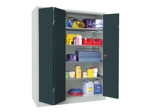 Vouwdeurkast 1950x1500x500mm 4legborden Verzinkt Ral7035 Front Ral7016