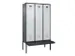 locker met bank,voor scheiding van kleding,HxBxD 2120x1200x815mm,3vak