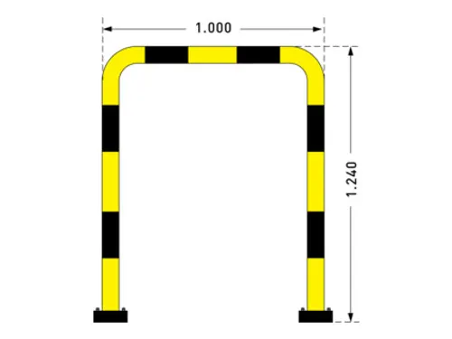 beschermbeugel,v. binnen,HxB 1300x2000mm,uitneembaar,staal,geel/zwart