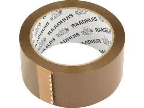 Verpakkingstape Raadhuis PP 48mmx66m bruin low noise doos a 36 rol