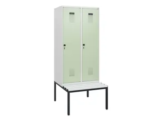 locker met bank,HxBxD 1950x800x815mm,2vak,vak B 400mm,draaigrendel - 2