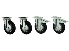zwenkwiel,4zwenkwielen,draagverm. 100kg,rubber-banden,ØxB 125x37mm