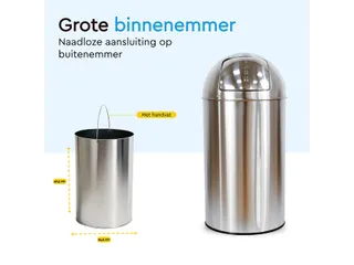 Afvalbak BRASQ Push Bin PB230+ 30 liter rvs - 6