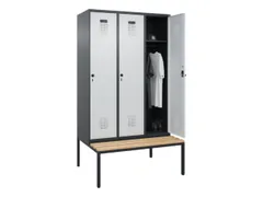 locker met bank,HxBxD 2120x1200x815mm,3vak,vak B 400mm,draaigrendel