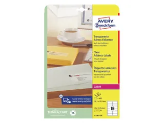 Etiket Avery L7562-25 99.1x33.9mm Transparant 400st - 2