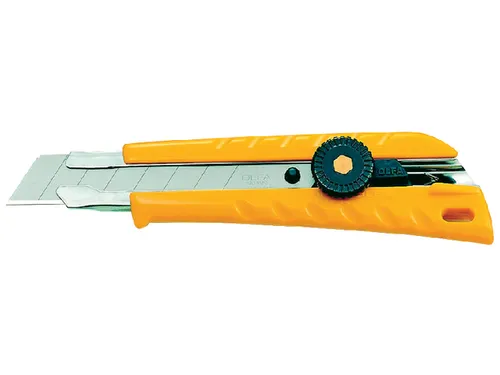 Snijmes Olfa L1 18mm met metalen houder geel blister à 1 stuk
