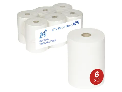 Handdoekrol Scott Slimroll 1-laags 190m wit 6697