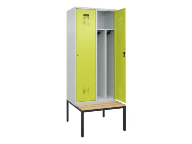 locker met bank,voor scheiding van kleding,HxBxD 2120x800x815mm,2vak