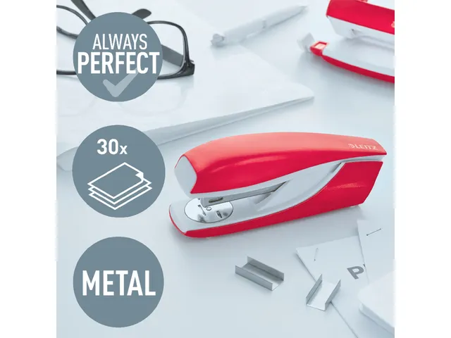 Nietmachine Leitz NeXXt Wow metaal 30 vel rood