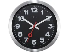 Wandklok NeXtime 'Station' Ø19cm, geborsteld aluminium zwart
