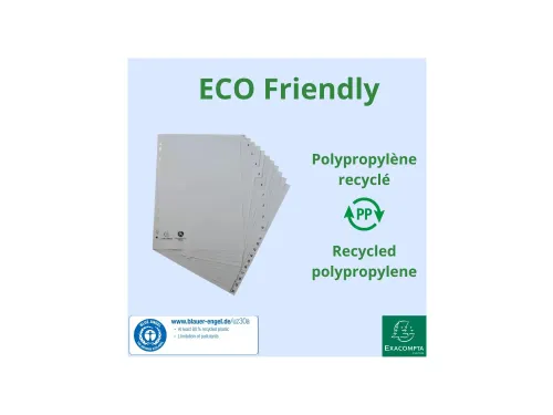 Tab. gerecycled PP A 4 bedrukt 1-20 grijs