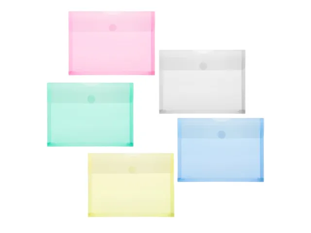 #*Enveloptas Foldersys A5 PP transp ass. kleuren 10 stuks Velcro omsla