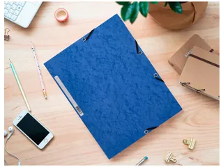 Elastomap A4 Met 3 Kleppen Karton Blauw Voor 200 Vel Pak 10 Stuks - 7