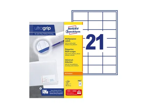 Etiket Avery Zweckform 3481 70x41mm wit 2100stuks