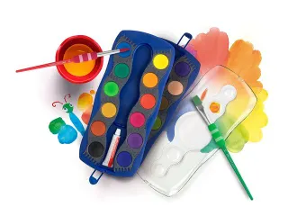 Waterverfdoos Faber-Castell 24 kleuren +1 tube wit Connector Blauw - 9