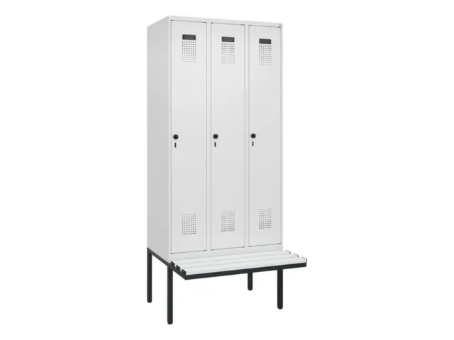 locker met bank,voor scheiding van kleding,HxBxD 2120x900x815mm,3vak
