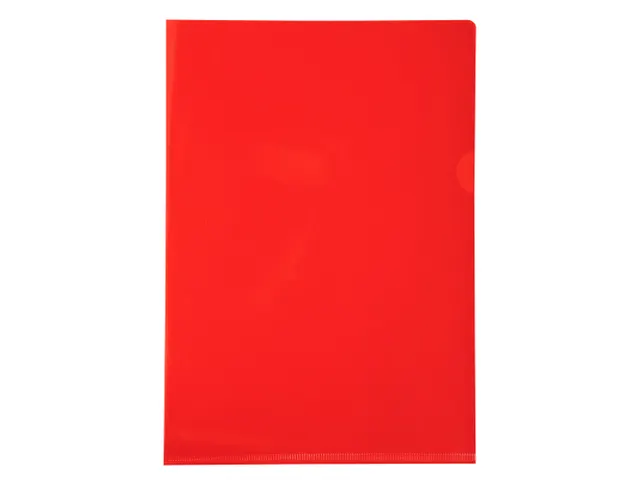 100 L-Mappen A4 Gladde Pvc Rood Sterke Kwaliteit 0.13mm