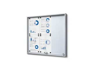 Vergrendelbaar notitiebord Indoor Slim 6xA4 met Schuifdeuren Zilver - 1