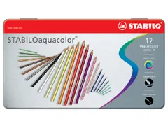 Kleurpotloden Stabilo Aquacolor 12Stuks Metalen Etui Assorti