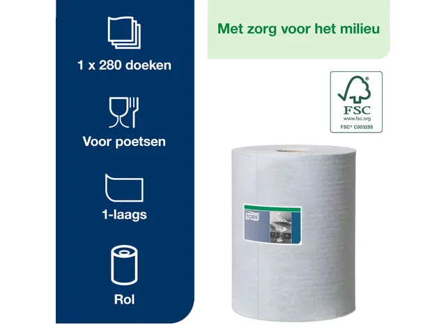 Reinigingsdoek Tork 530237 Heavy-Duty W1/2/3 multifunctioneel Blauw