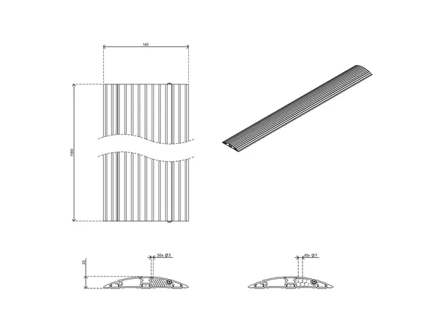 Kabelgoot 118cm Addit scharnierende kabelbeschermer recht 452