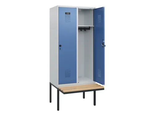 locker met bank,HxBxD 1950x800x815mm,2vak,vak B 400mm,draaigrendel
