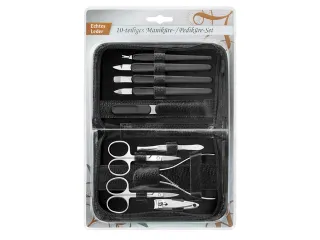 Manicureset Clauss 10-delig in zwart lederen etui relatiegeschenk - 1