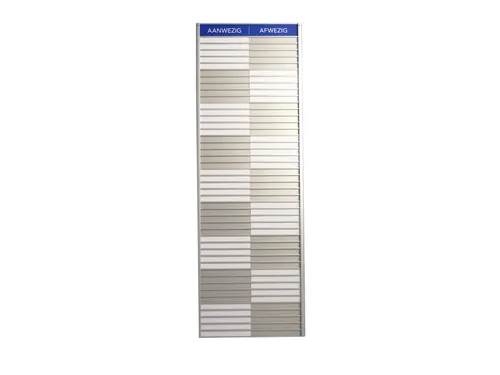 Menoor In-Uit bord 45 namen Aluminium Aanwezig/Afwezig Blauw