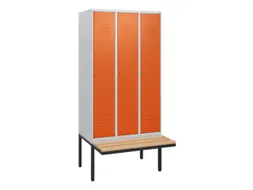 locker met bank,HxBxD 1950x900x815mm,3vak,vak B 300mm,cil.-slot