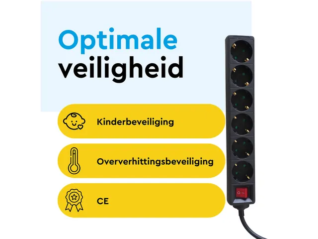 Stekkerdoos BRASQ 6 voudig 5 meter zwart
