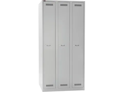 garderobekast,HxBxD 1850x900x500mm,3vak,cil.-slot,romp lichtgrijs