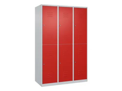 dubbeldekse locker,HxBxD 1850x1200x500mm,3x2vak.,vak B 400mm,cil.-slot