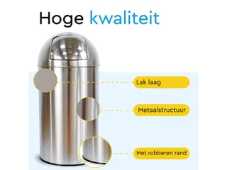 Afvalbak BRASQ Push Bin PB230+ 30 liter rvs - 4