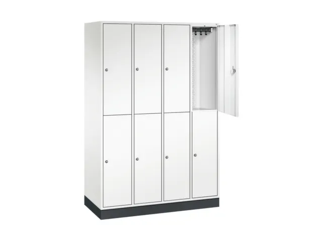 Dubbeldekse garderobekast,HxBxD 1950x1220x500mm,4x2vak.,vak B 260mm