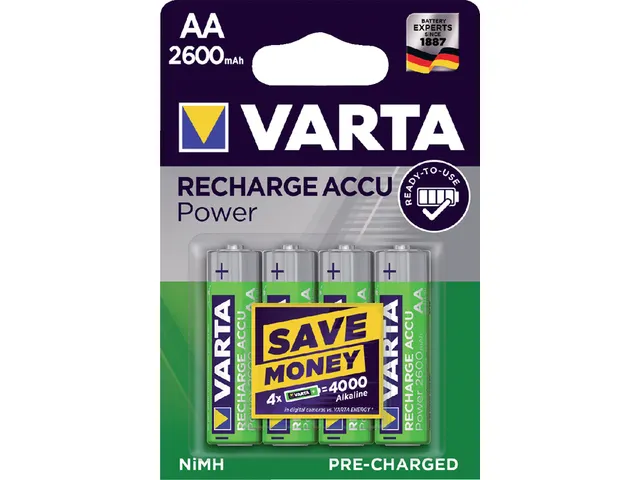 Batterij Oplaadbaar Varta 4x AA 2600Mah Ready2Use 1.2V