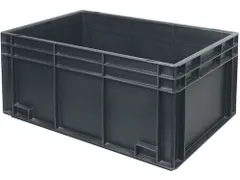 ESD-stapelbak,HxLxB 280x600x400mm,54l,PP,zwart,Wanden gesloten