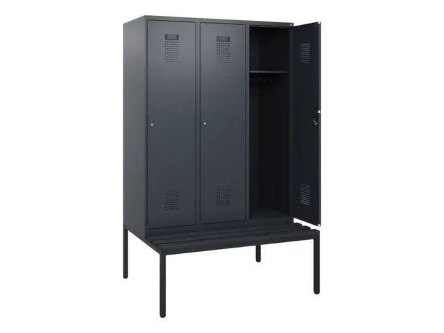 locker met bank,HxBxD 1950x1200x815mm,3vak,vak B 400mm,cilinderslot