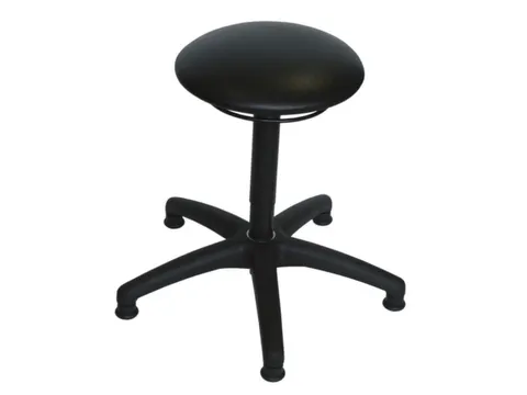 Draaikruk 610-870mm Zwart Kunstleer Gasveer Zwart Voetkruis Glijders