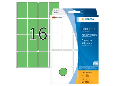 HERMA 2455 Universele etiketten 25x40mm Groen 512 stuks
