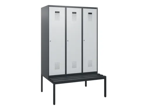 locker met bank,HxBxD 1950x1200x815mm,3vak,vak B 400mm,cilinderslot