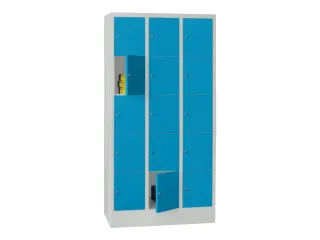 lockerkast,HxBxD 1850x900x500mm,3x5vakken,RAL7035,front RAL5012 - 2