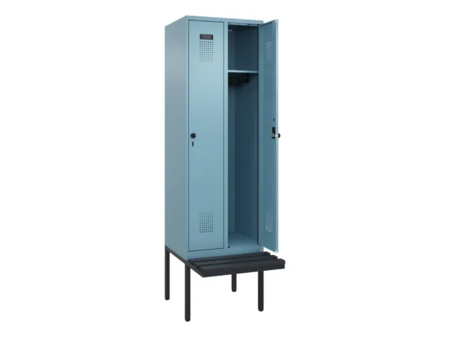 locker met bank,HxBxD 2120x600x815mm,2vak,vak B 300mm,draaigrendel