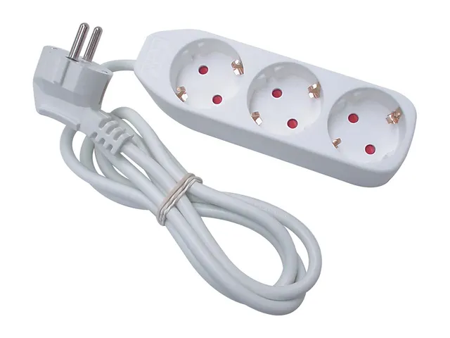 Contactdoos Met 3 Stopcontacten - 1.5m Kabel - WIT - Randaarde